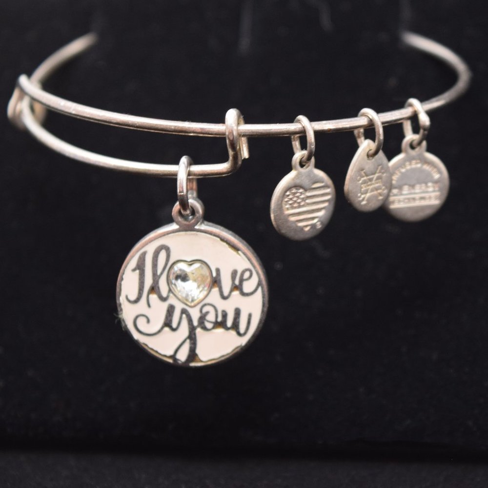 Alex and Ani I love You Pink Charm Bangle Bracelet 2018 Crystal Heart